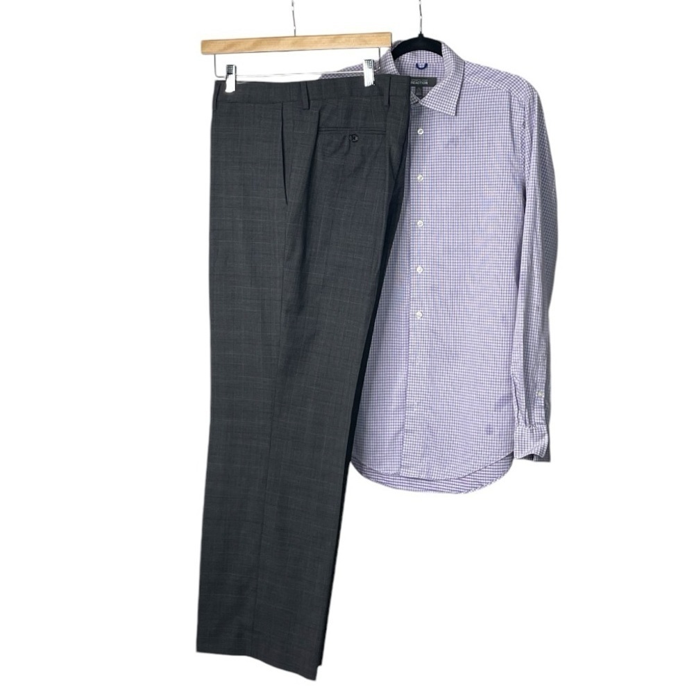 Banana Republic Wool Gray Plaid classic Fit Dress Pants